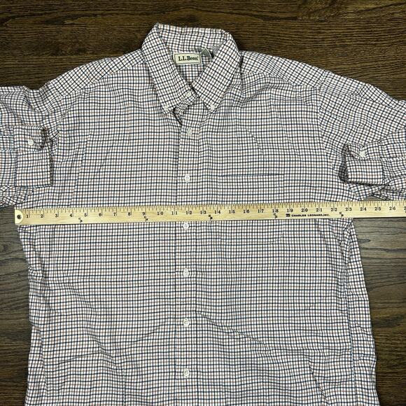 LL Bean Shirt Mens Large Cotton Brown Black Stripe Button up Long Sleeve Classic - Picture 4 of 9